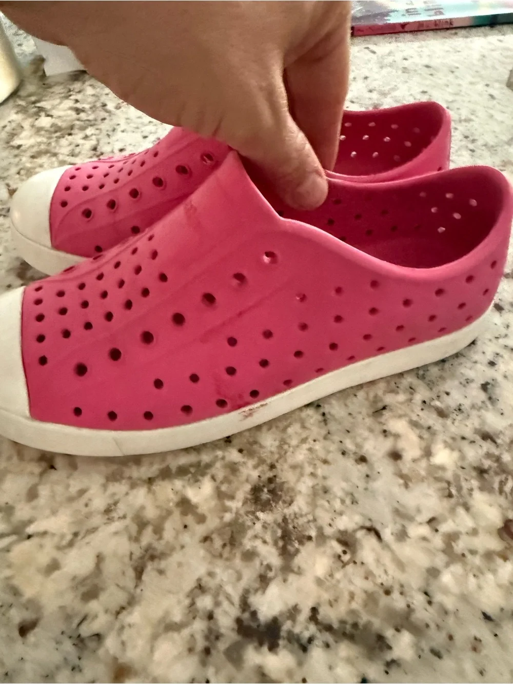Native Kids Water Slip-On Shoes in Bright Pink with White Toe